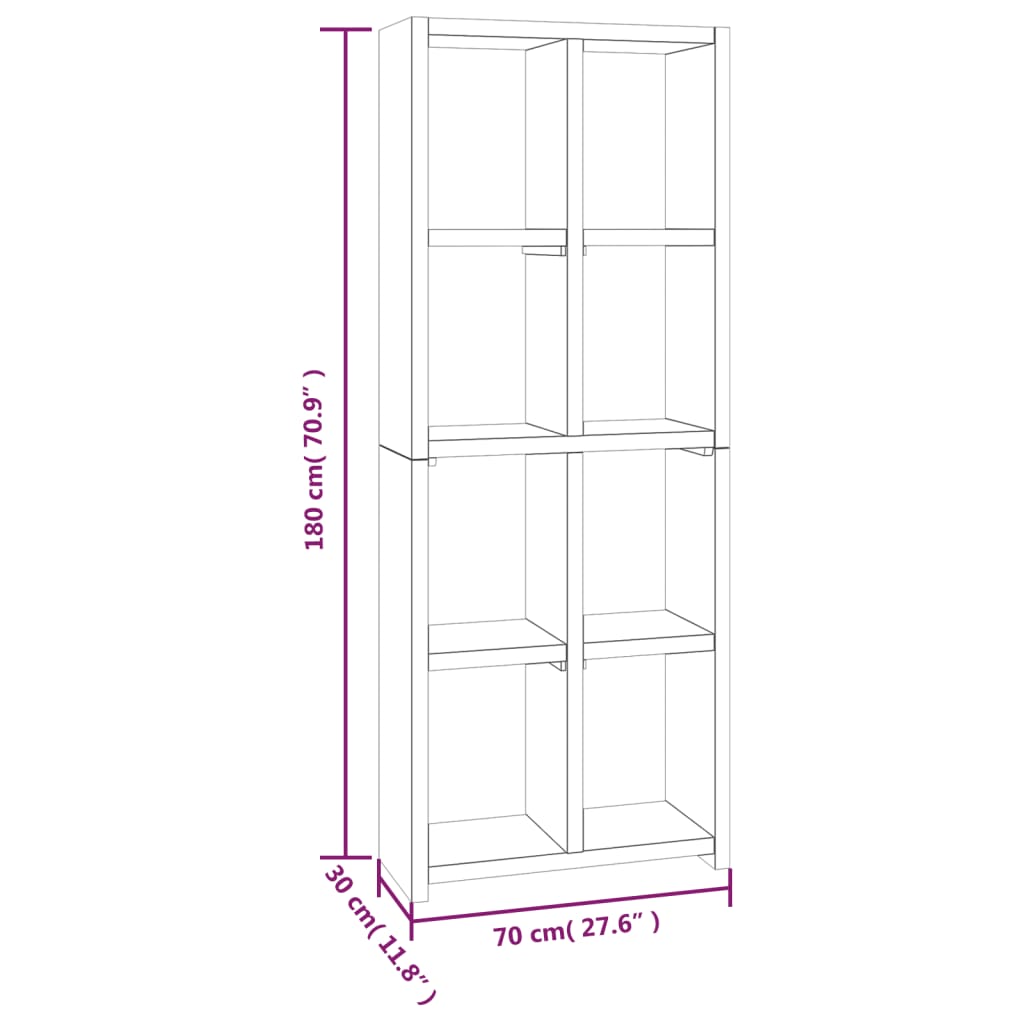 vidaXL Book Cabinet 27.6"x11.8"x70.9" Solid Wood Teak-4