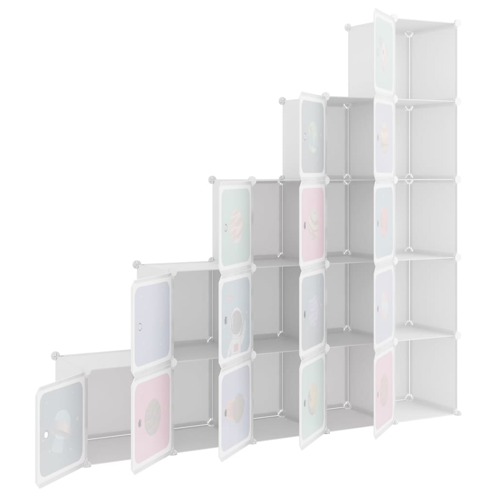 vidaXL Cube Storage Cabinet for Kids with 15 Cubes White PP-7