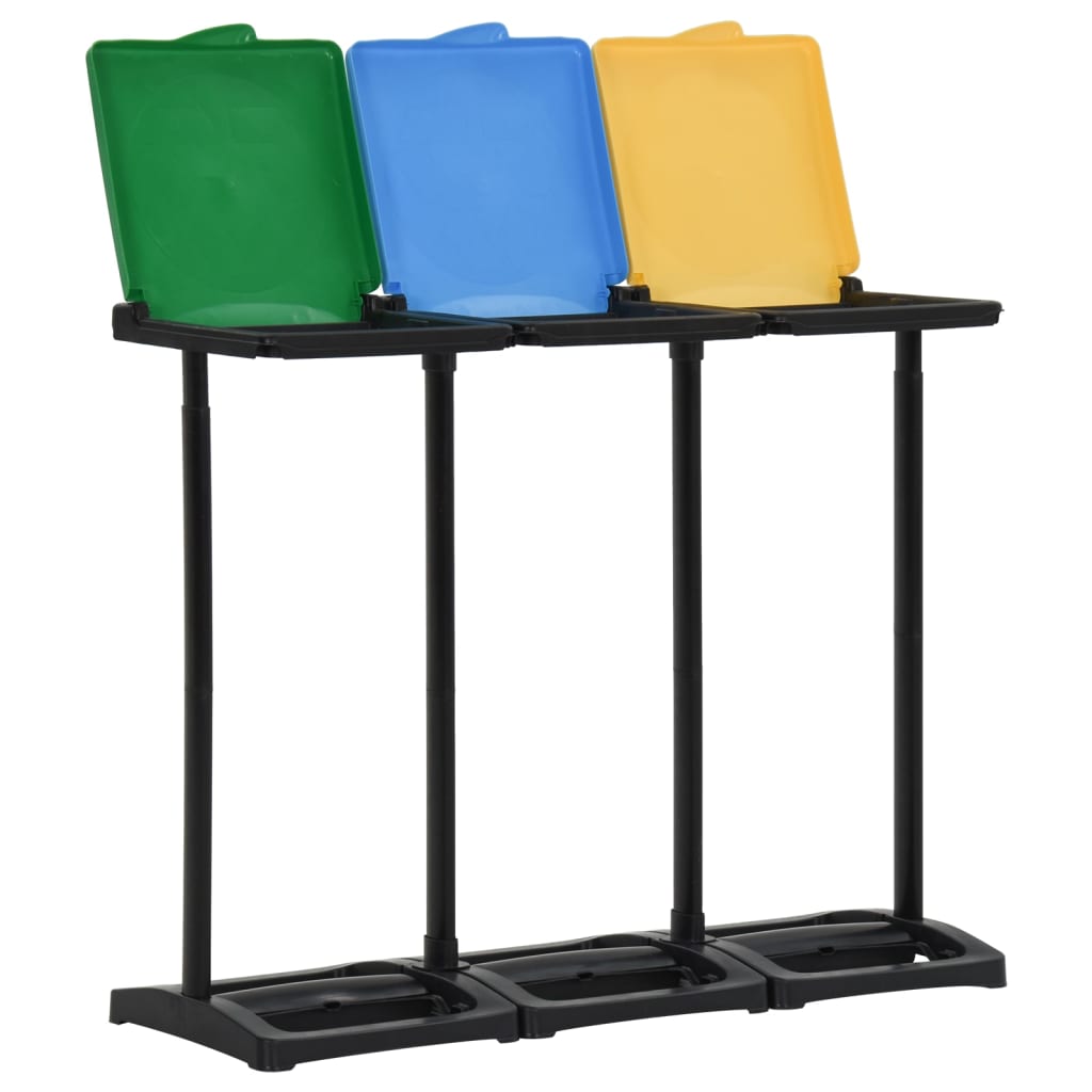 vidaXL Bin Bag Stands with Lid 63.4 gal-87.2 gal Multicolor PP-0