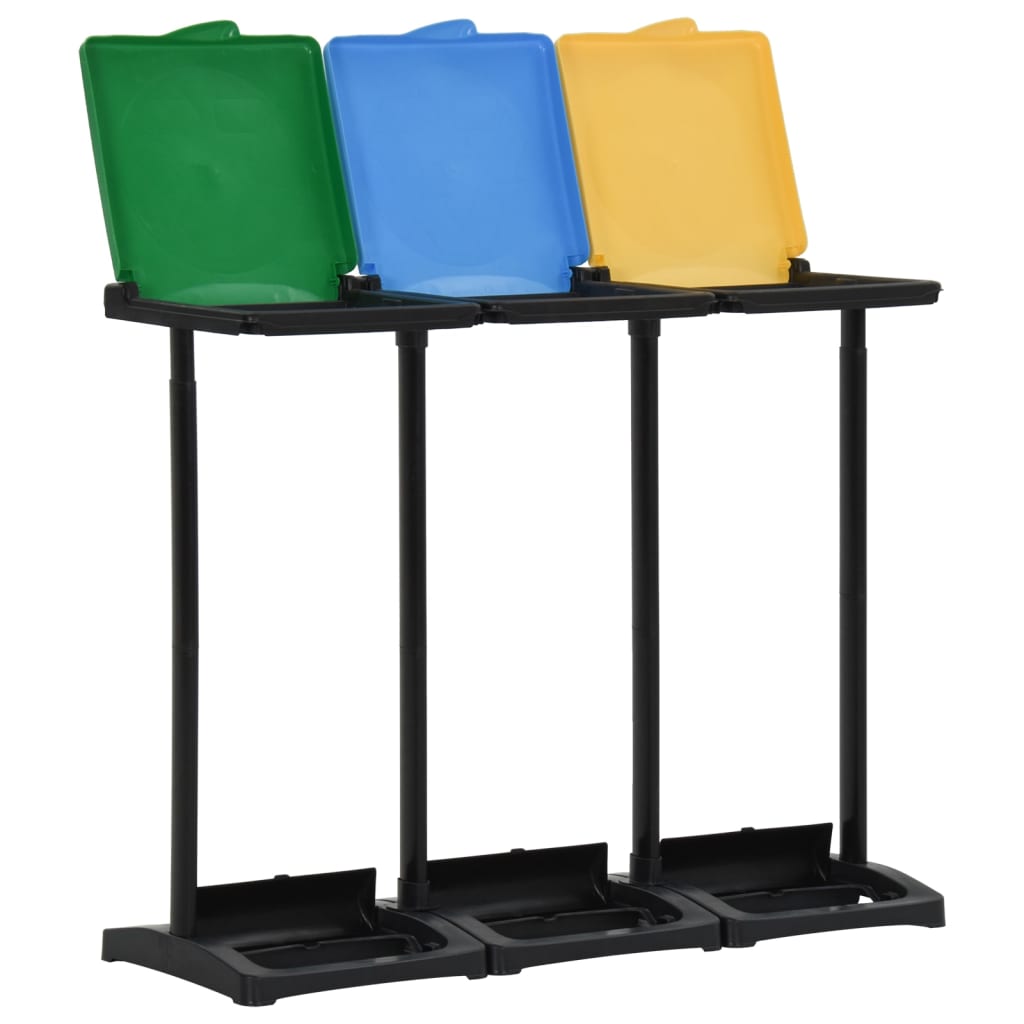 vidaXL Bin Bag Stands with Lid 63.4 gal-87.2 gal Multicolor PP-1