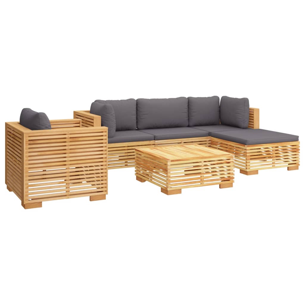 vidaXL 6 Piece Patio Lounge Set with Cushions Solid Wood Teak-1