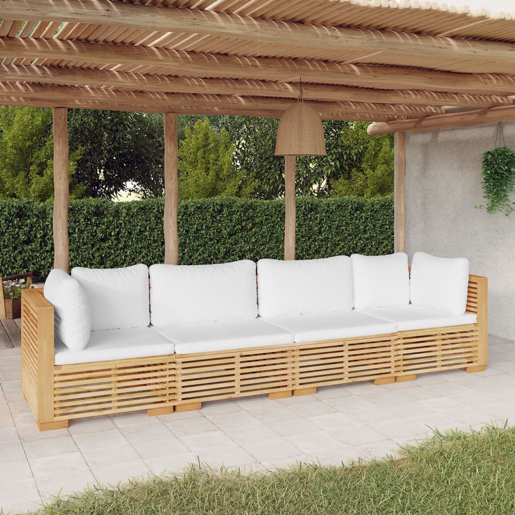 vidaXL 4 Piece Patio Lounge Set with Cushions Solid Wood Teak-0