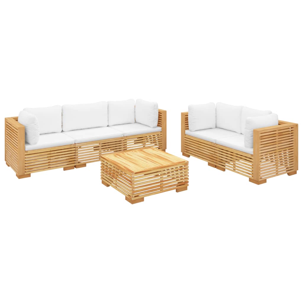 vidaXL 6 Piece Patio Lounge Set with Cushions Solid Wood Teak-1