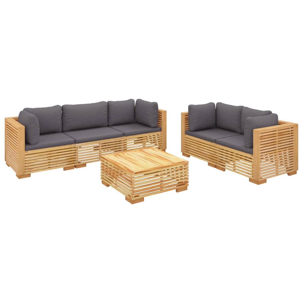 vidaXL 6 Piece Patio Lounge Set with Cushions Solid Wood Teak-1