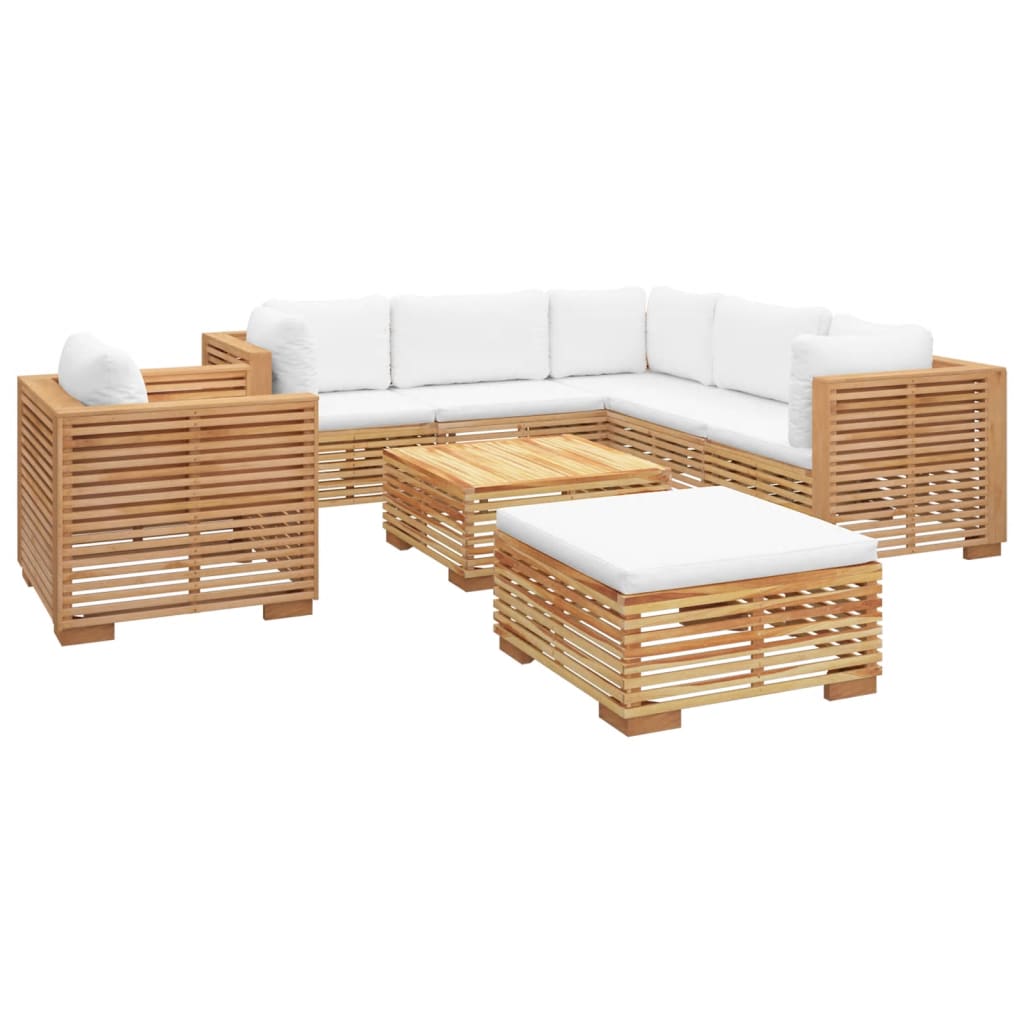 vidaXL 8 Piece Patio Lounge Set with Cushions Solid Wood Teak-1