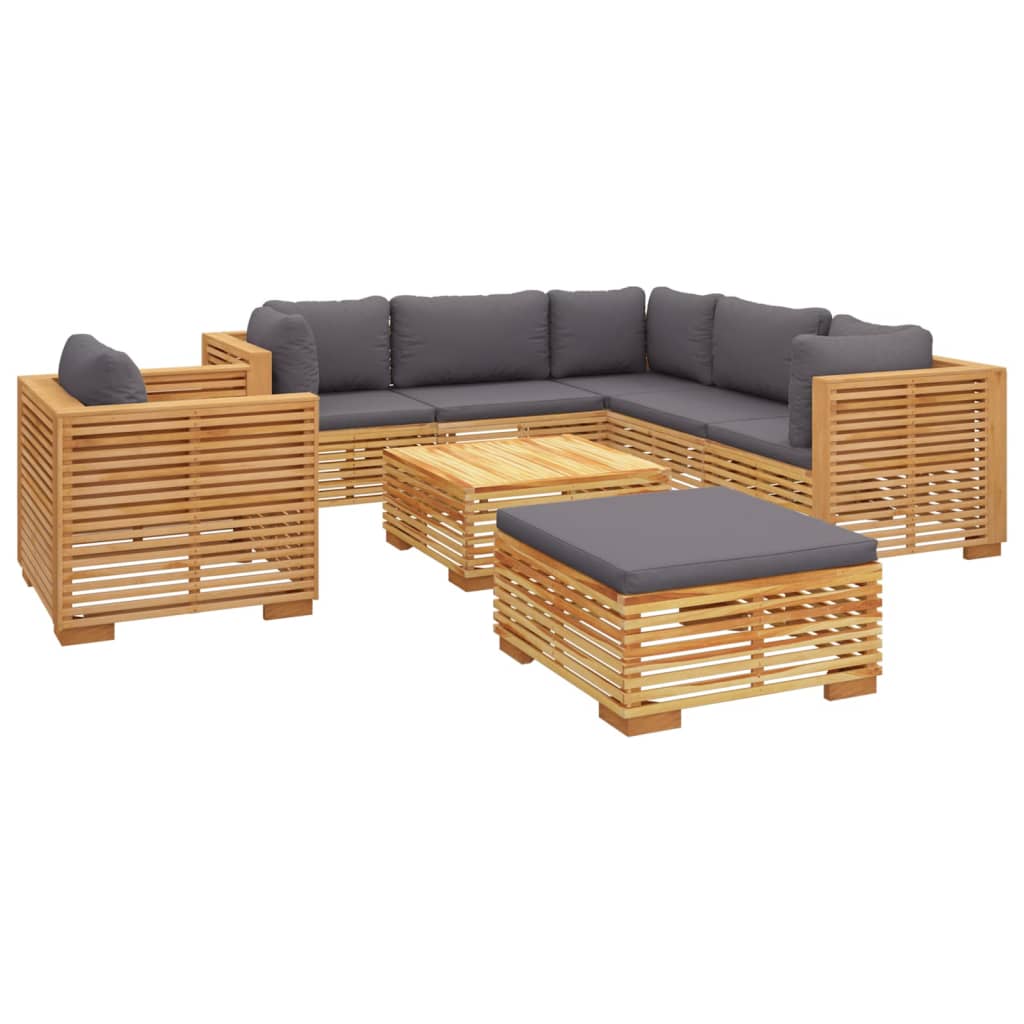 vidaXL 8 Piece Patio Lounge Set with Cushions Solid Wood Teak-1