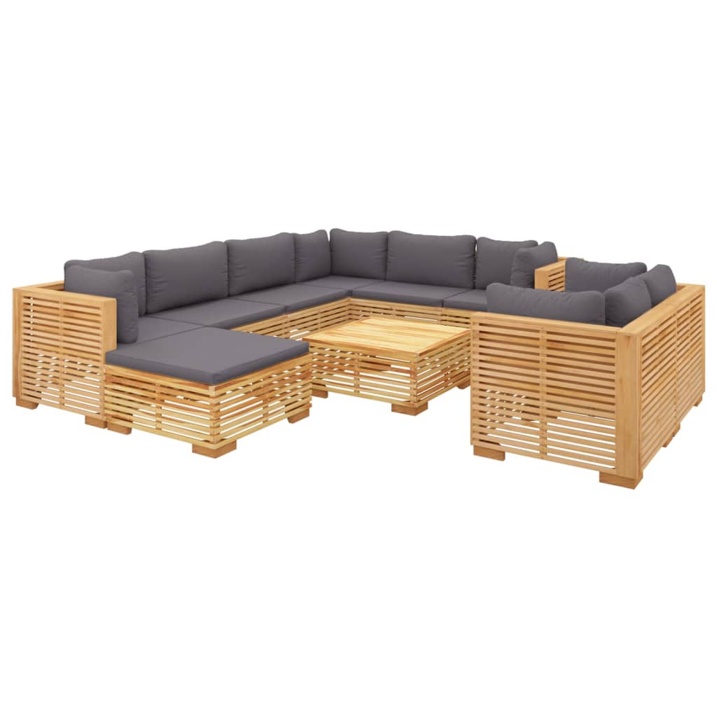 vidaXL 10 Piece Patio Lounge Set with Cushions Solid Wood Teak-1