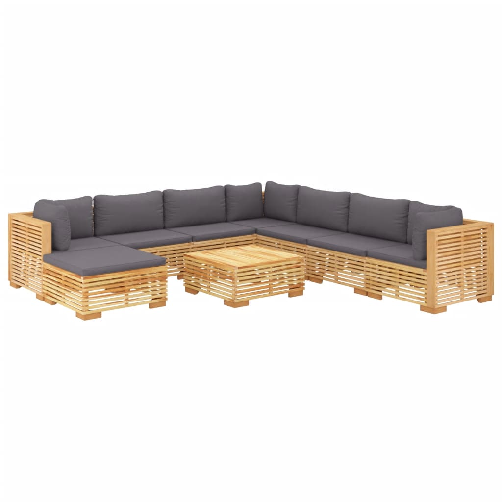 vidaXL 9 Piece Patio Lounge Set with Cushions Solid Wood Teak-1