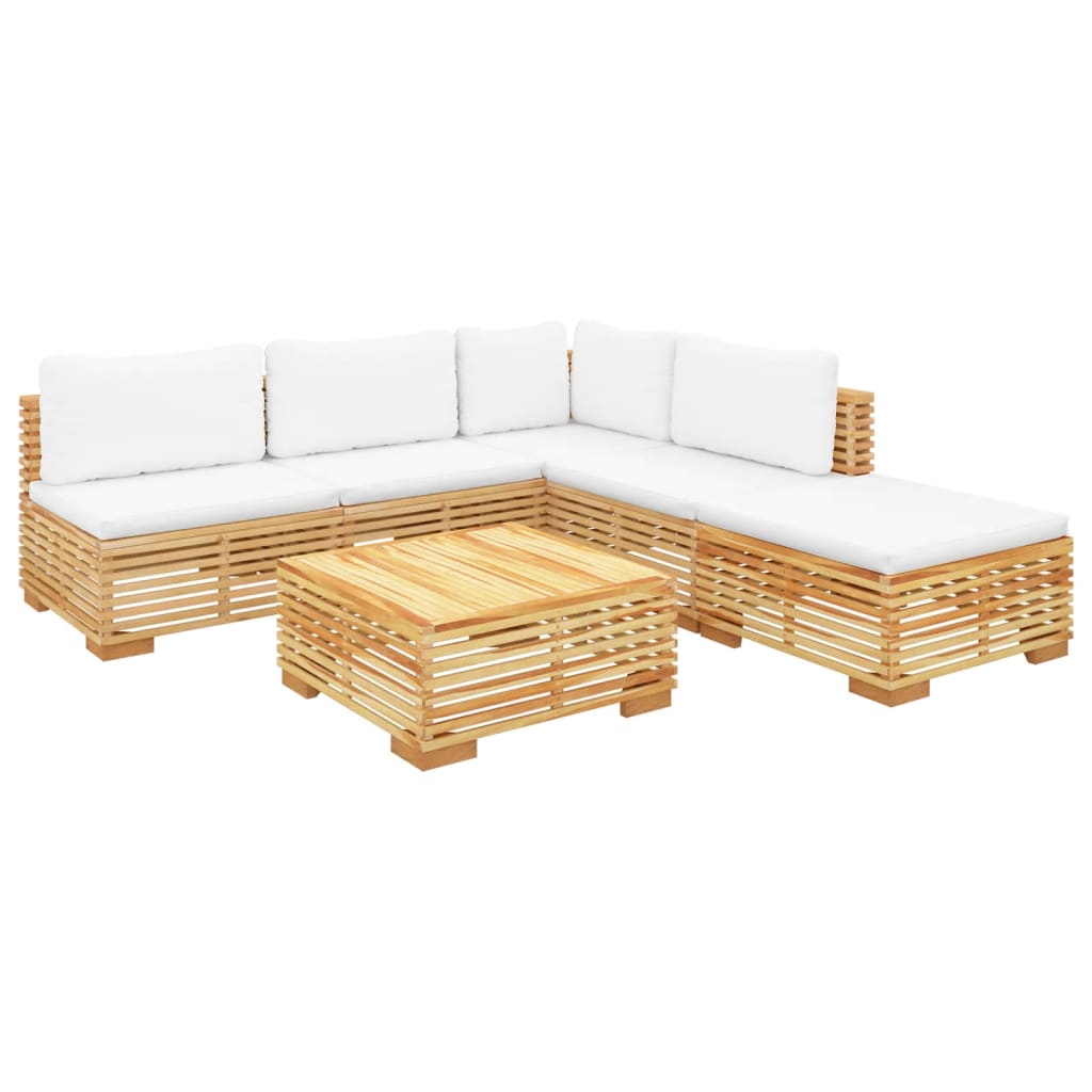 vidaXL 6 Piece Patio Lounge Set with Cushions Solid Wood Teak-1