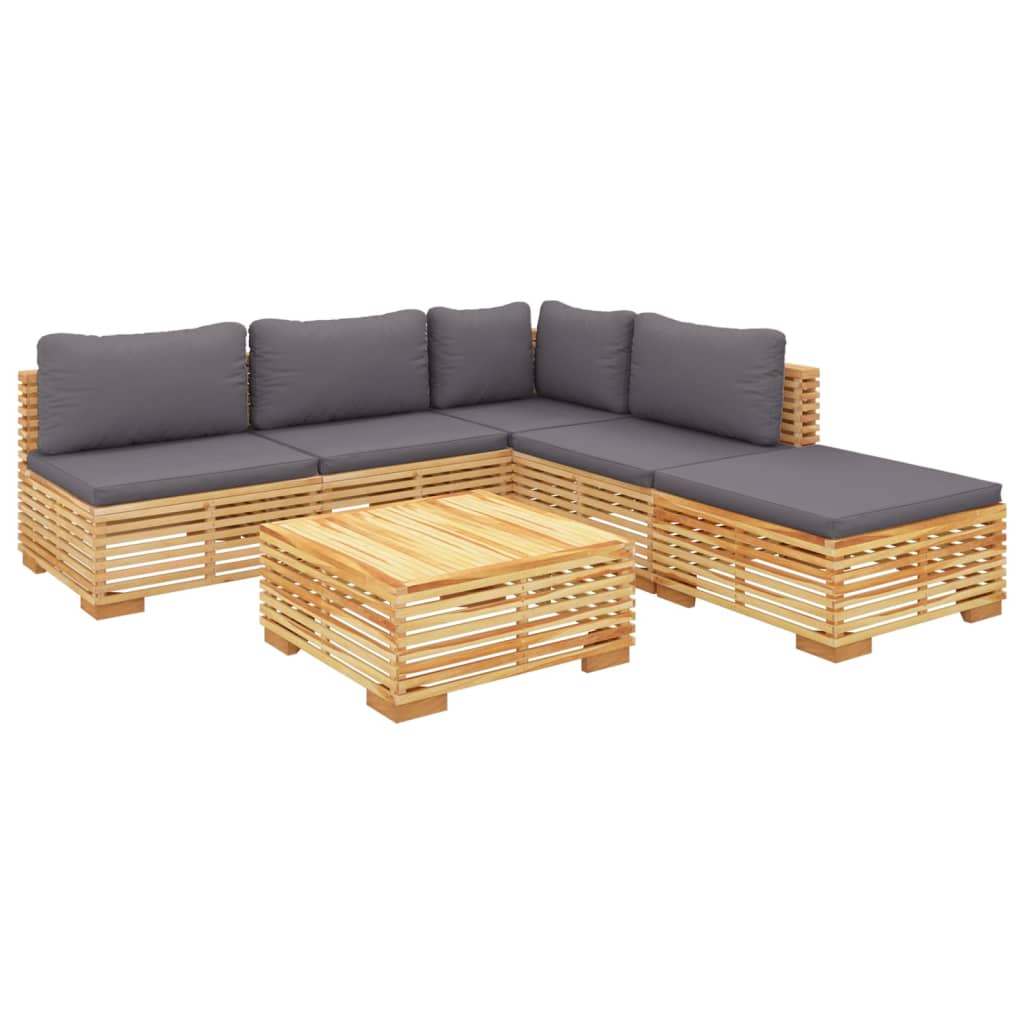 vidaXL 6 Piece Patio Lounge Set with Cushions Solid Wood Teak-8