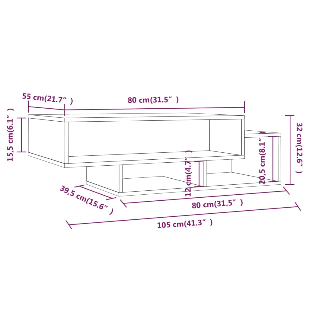 vidaXL Coffee Table Accent Couch Side Table for Living Room Engineered Wood-6