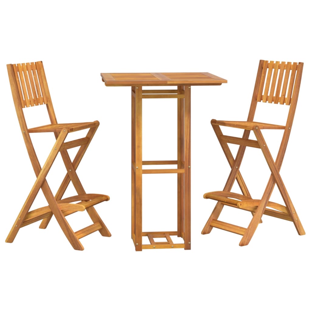 vidaXL Bistro Set Outdoor Patio Bistro Table and Chair Set Solid Wood Acacia-1