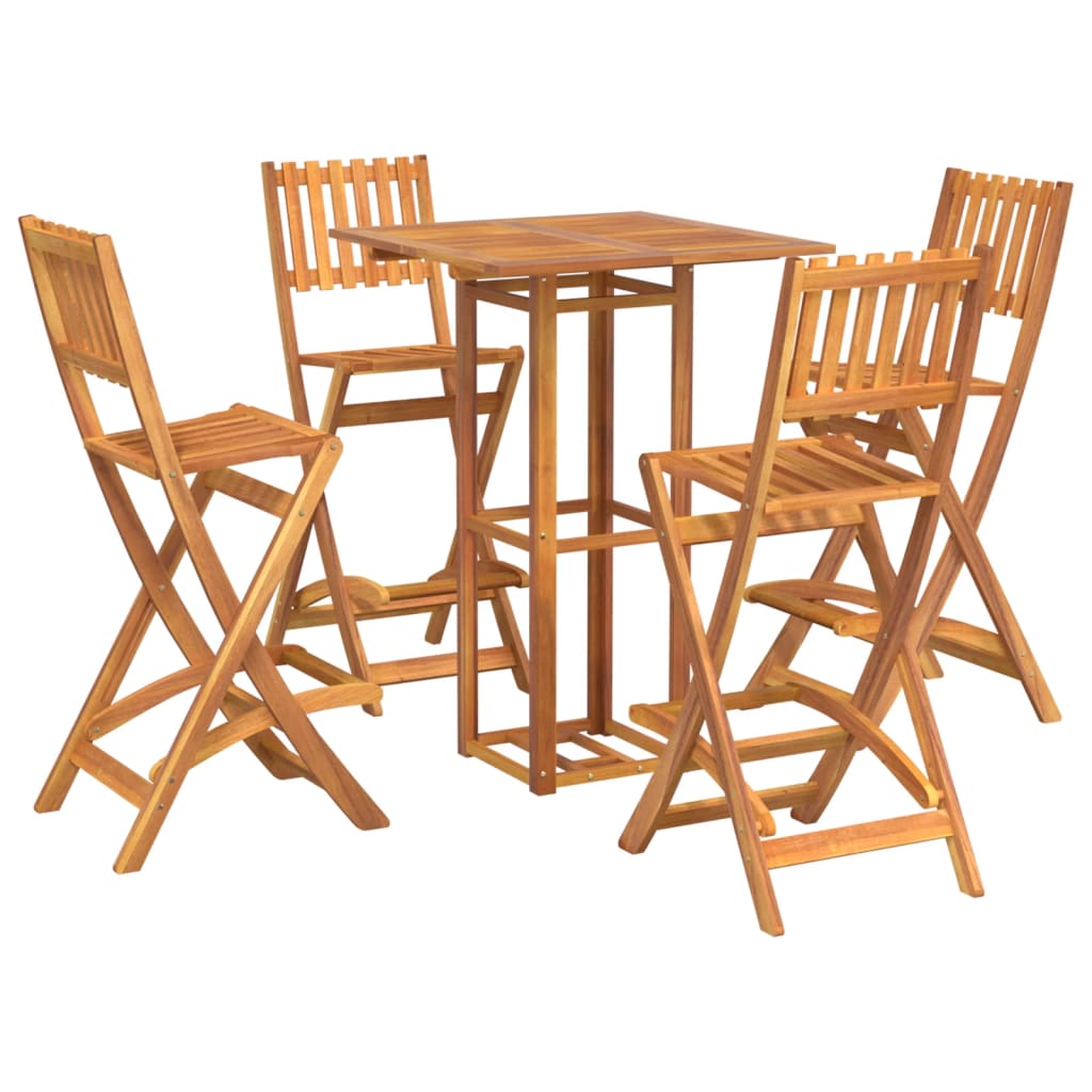 vidaXL Bistro Set Outdoor Patio Bistro Table and Chair Set Solid Wood Acacia-3