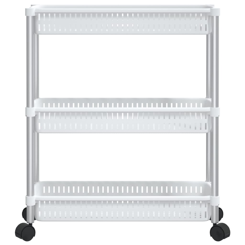 vidaXL 3-Tier Storage Trolley Silver and White Aluminum-1