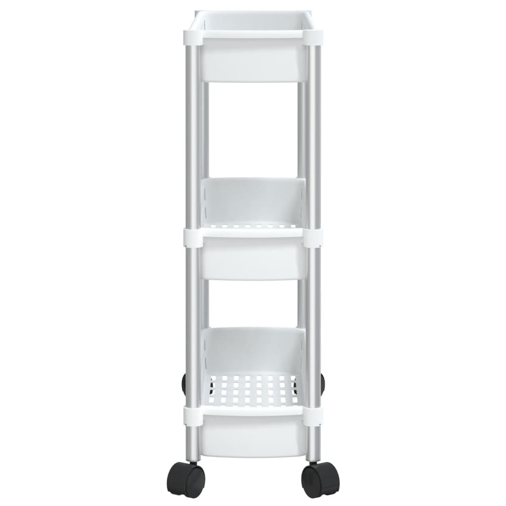 vidaXL 3-Tier Storage Trolley Silver and White Aluminum-2