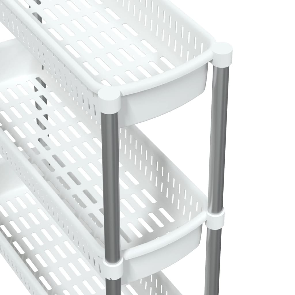 vidaXL 3-Tier Storage Trolley Silver and White Aluminum-3