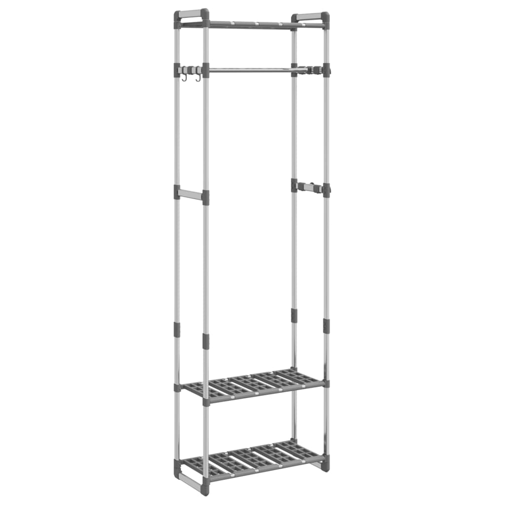 vidaXL 3-Tier Clothes Rack Silver 23.2"x11.4"x75.6" Aluminum-3