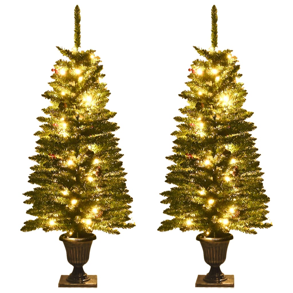 vidaXL Artificial Christmas Trees 2 pcs with Wreath, Garland and LEDs-3