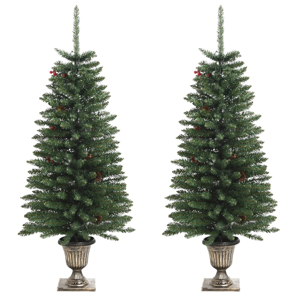 vidaXL Artificial Christmas Trees 2 pcs with Wreath, Garland and LEDs-4