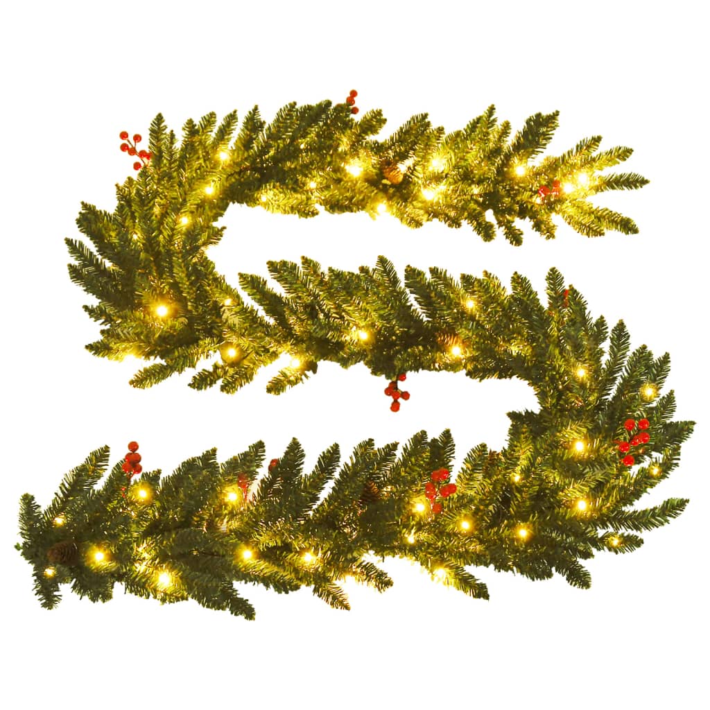 vidaXL Artificial Christmas Trees 2 pcs with Wreath, Garland and LEDs-7