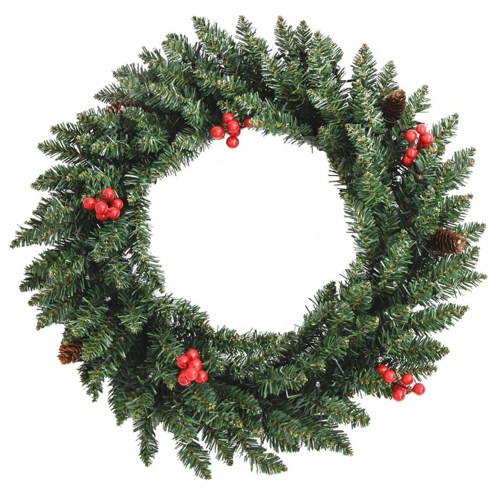 vidaXL Artificial Christmas Trees 2 pcs with Wreath, Garland and LEDs-9