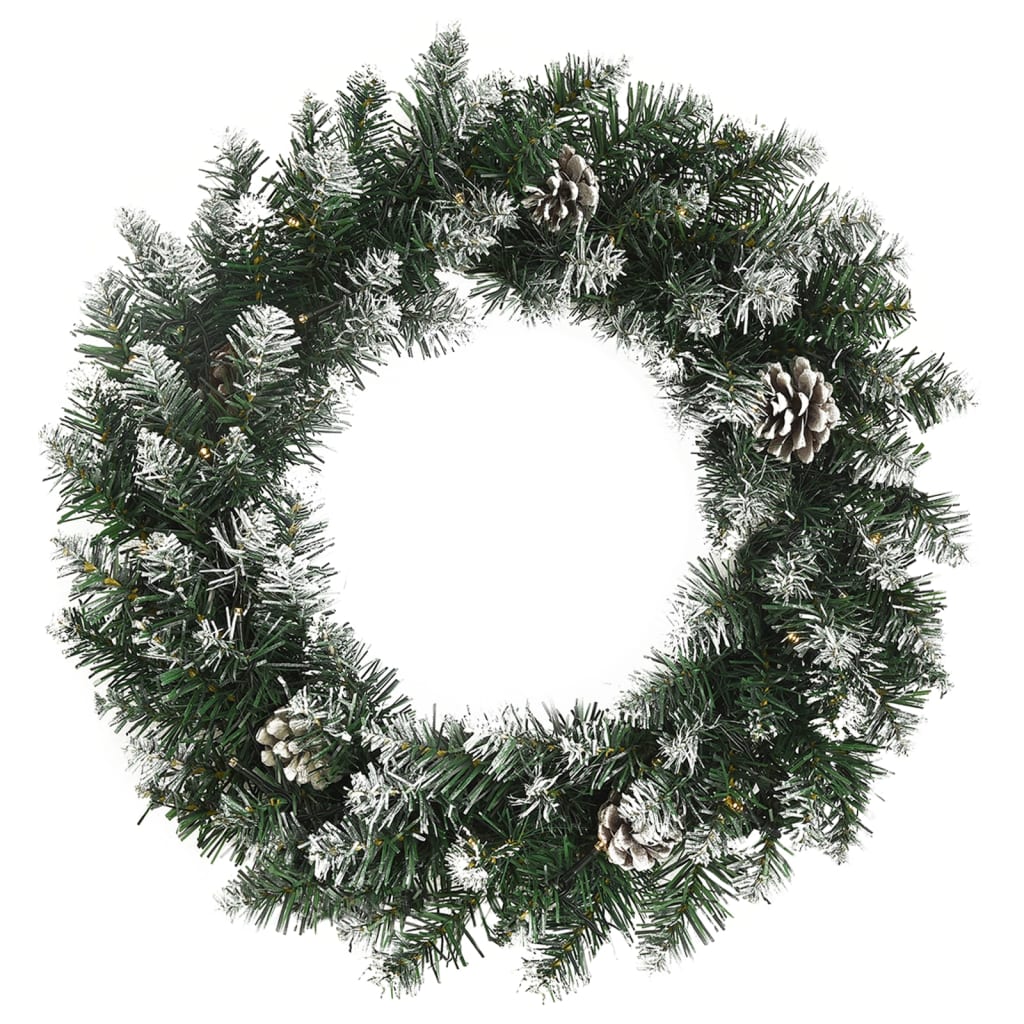 vidaXL Christmas Wreath Artificial Xmas Garland with LED Lights Green PVC-6