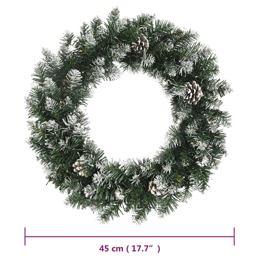 vidaXL Christmas Wreath Artificial Xmas Garland with LED Lights Green PVC-9