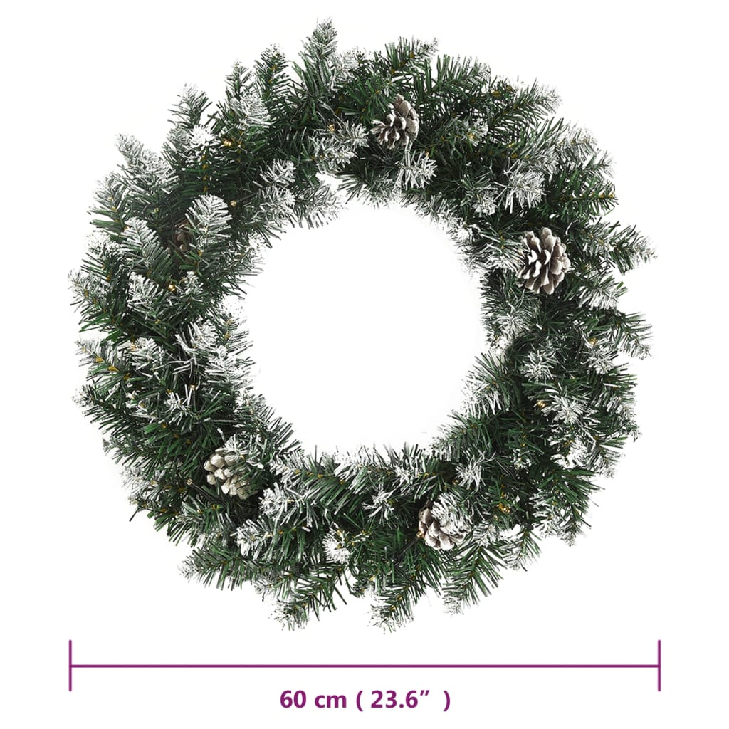 vidaXL Christmas Wreath Artificial Xmas Garland with LED Lights Green PVC-5