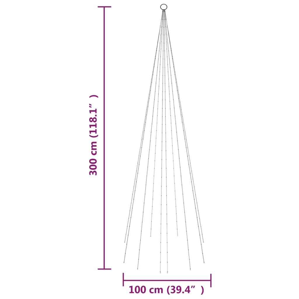 vidaXL Christmas Tree on Flagpole Warm White 310 LEDs 10 ft-5