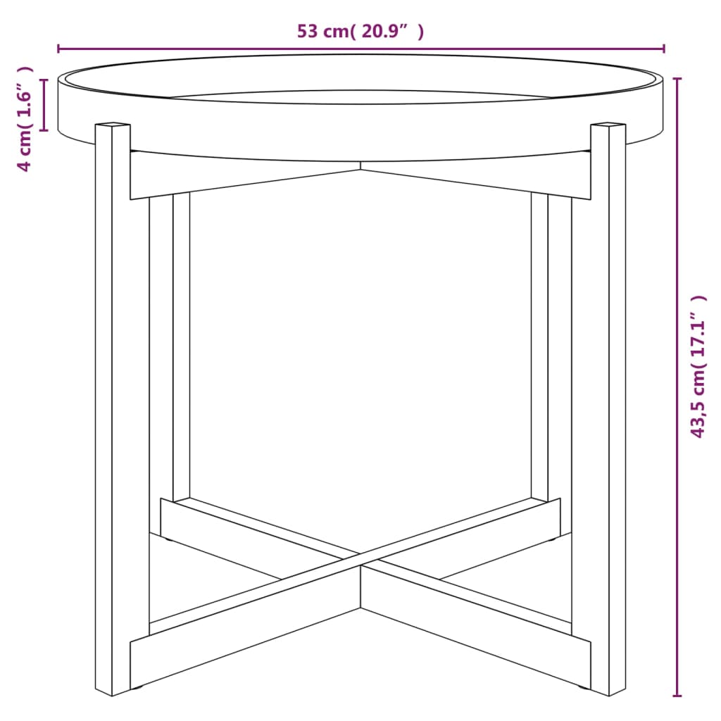 vidaXL Coffee Table Round End Table Sofa Table Engineered Wood Solid Wood Pine-16