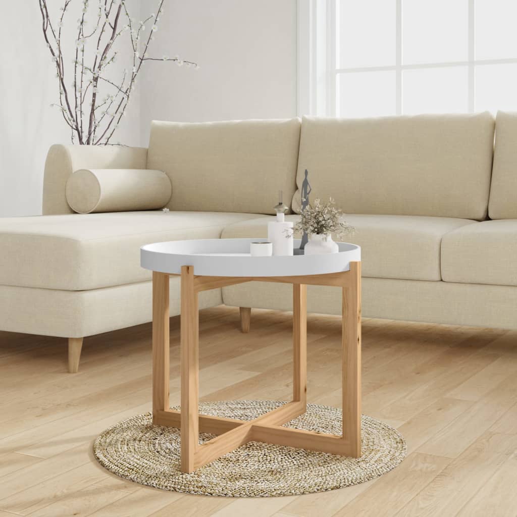 vidaXL Coffee Table Round End Table Sofa Table Engineered Wood Solid Wood Pine-11