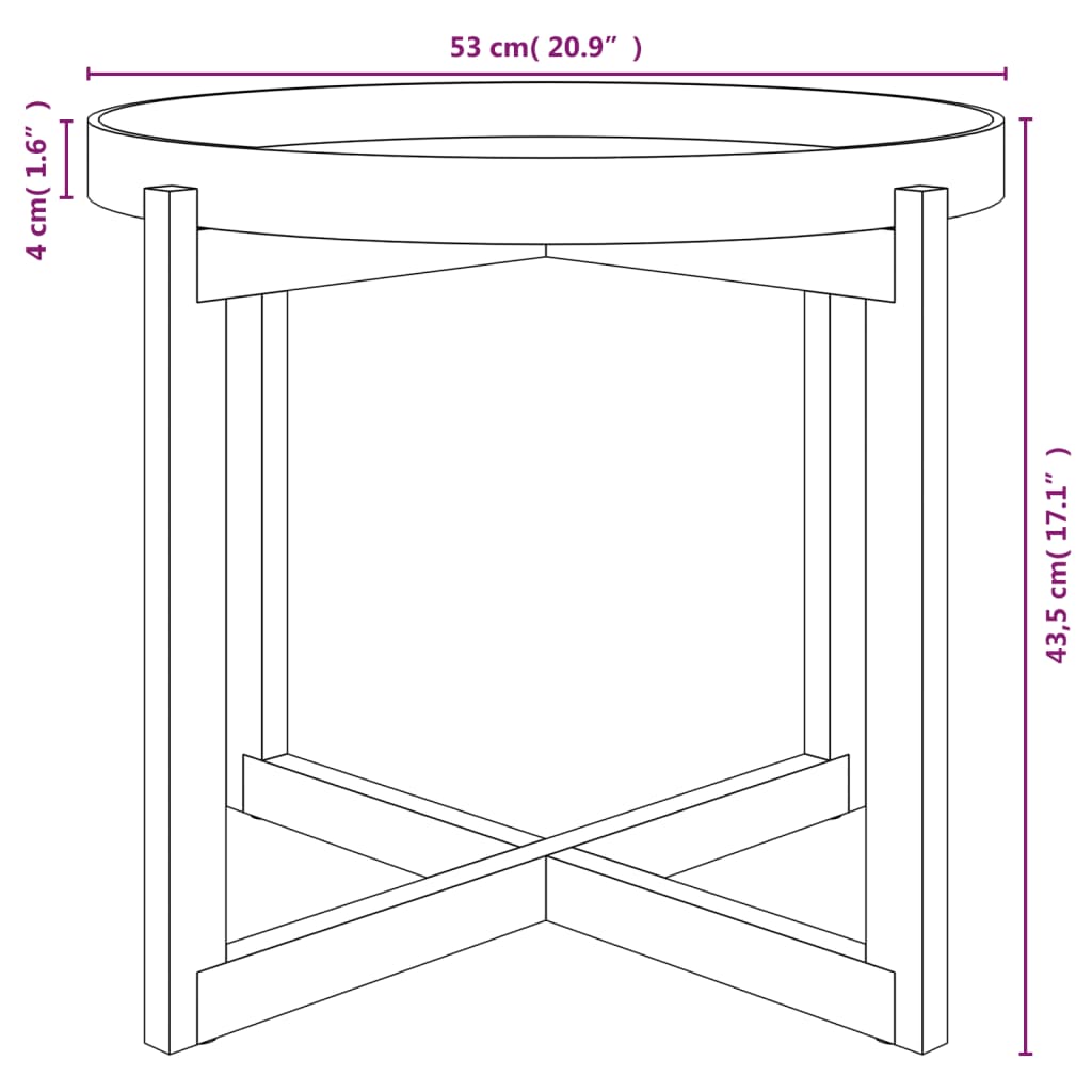 vidaXL Coffee Table Round End Table Sofa Table Engineered Wood Solid Wood Pine-15