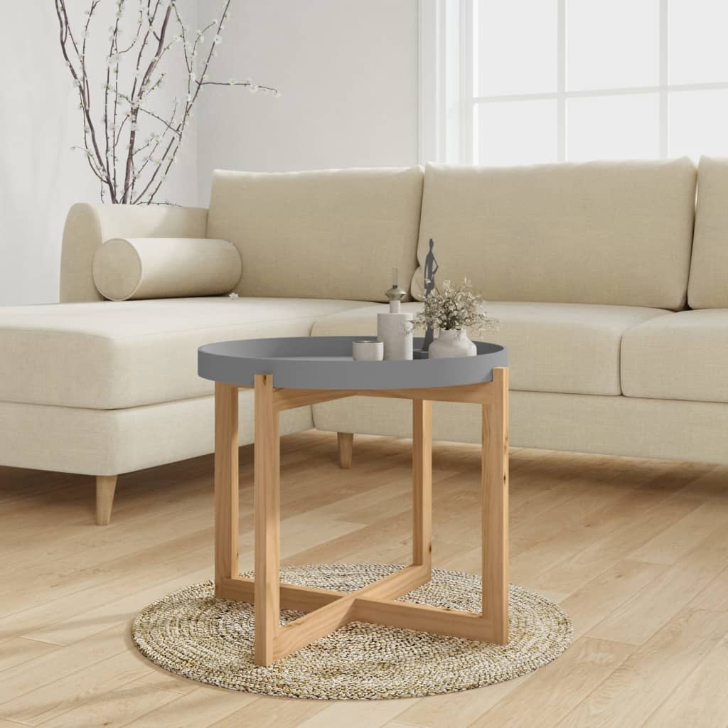 vidaXL Coffee Table Round End Table Sofa Table Engineered Wood Solid Wood Pine-7