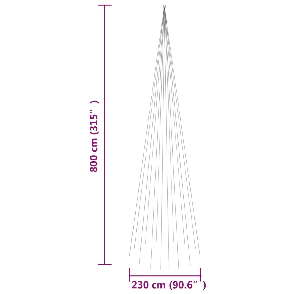 vidaXL Christmas Tree on Flagpole Warm White 1134 LEDs 26 ft-7