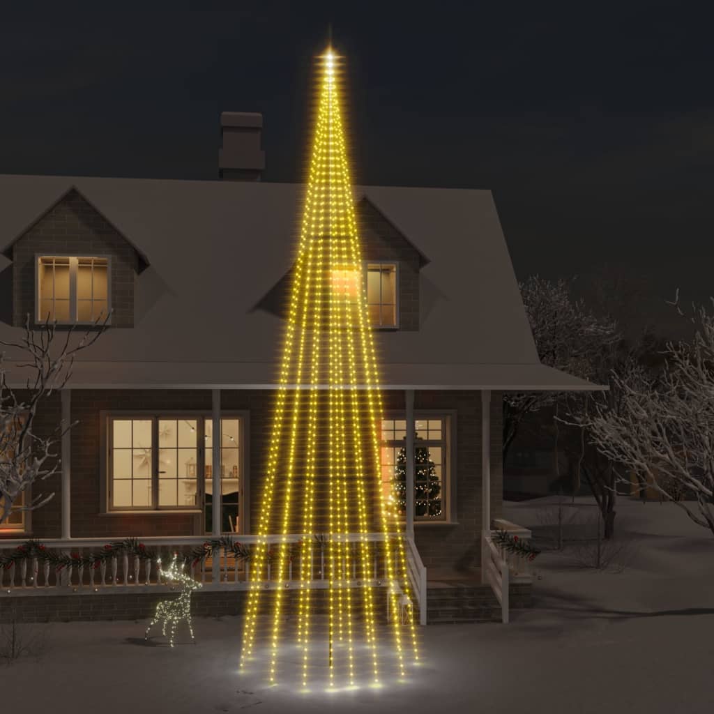 vidaXL Christmas Tree on Flagpole Warm White 1134 LEDs 26 ft-0