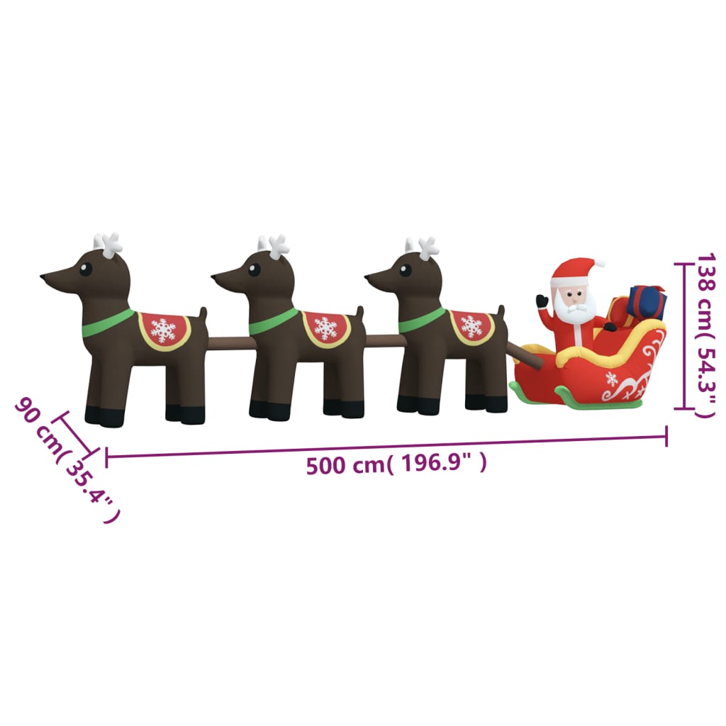 vidaXL Christmas Inflatable Santa and Reindeer Decoration LED 54.3"-7