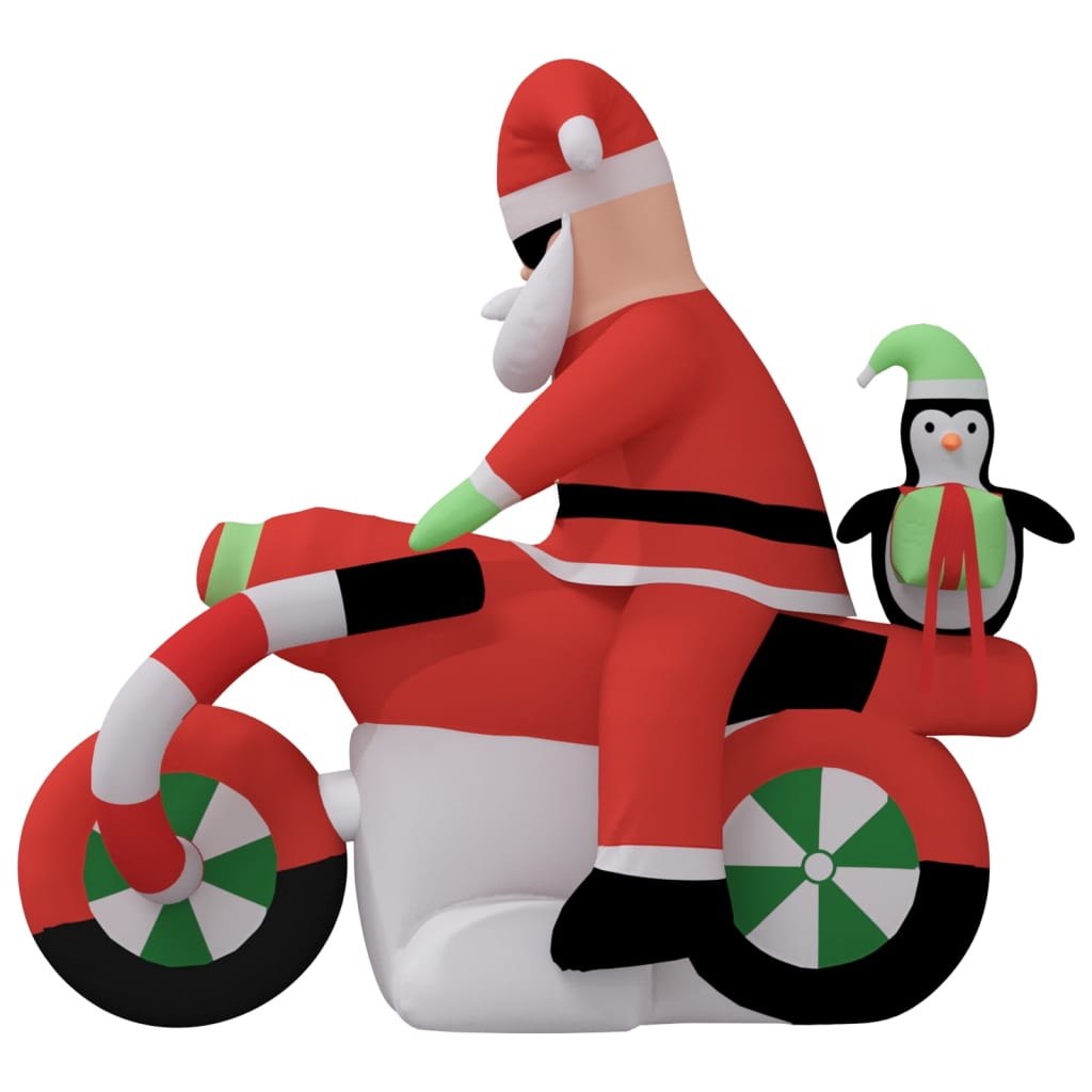 vidaXL Christmas Inflatable Santa on Motorcycle LED 62.2"-3