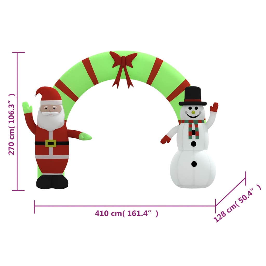 vidaXL Christmas Inflatable Santa & Snowman Arch Gate LED 106.3"-8