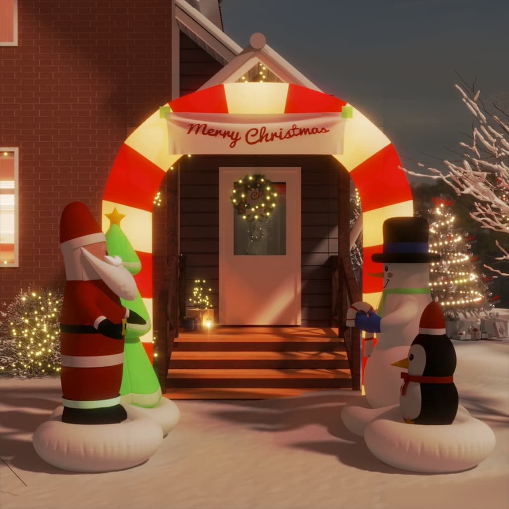 vidaXL Christmas Inflatable Santa & Snowman Arch Gate LED 102.4"-0