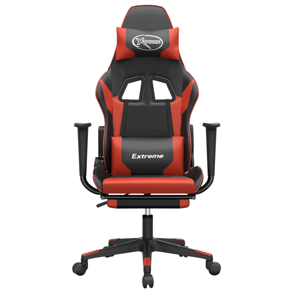 vidaXL Gaming Chair with Footrest Black and Red Faux Leather-1