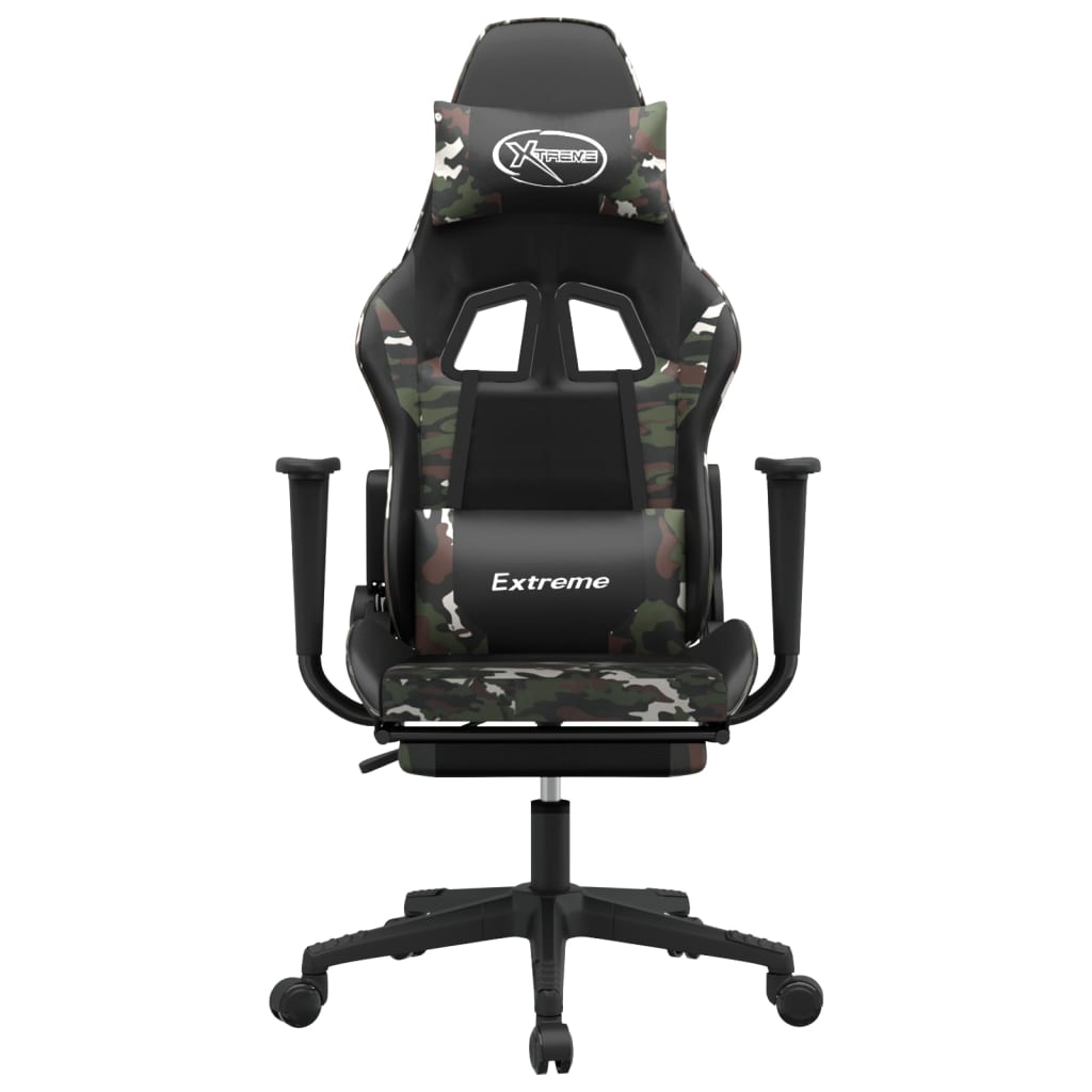 vidaXL Gaming Chair with Footrest Black and Camouflage Faux Leather-1