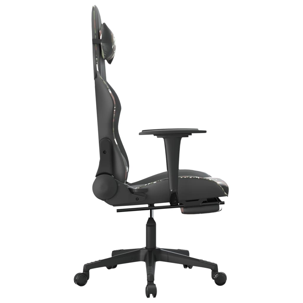 vidaXL Gaming Chair with Footrest Black and Camouflage Faux Leather-2