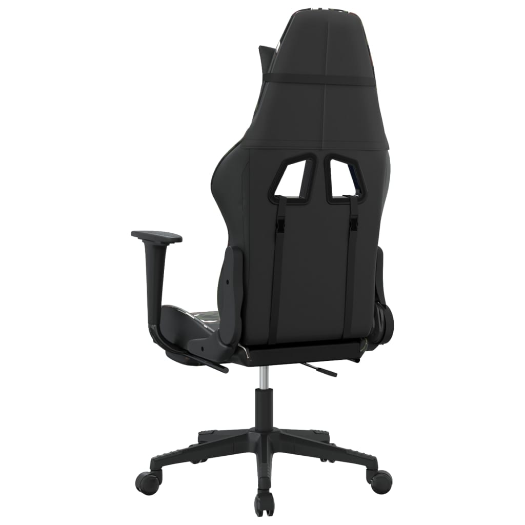 vidaXL Gaming Chair with Footrest Black and Camouflage Faux Leather-3