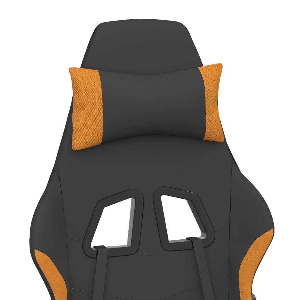 vidaXL Gaming Chair with Footrest Black and Orange Fabric-7