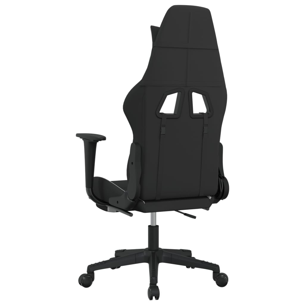 vidaXL Gaming Chair with Footrest Black and White Fabric-3