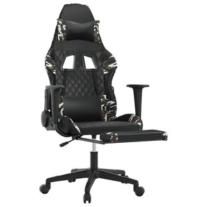 vidaXL Gaming Chair with Footrest Black and Camouflage Faux Leather-4