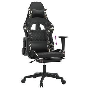 vidaXL Gaming Chair with Footrest Black and Camouflage Faux Leather-6