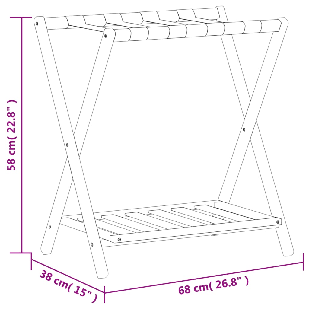 vidaXL Luggage Rack 26.8"x15"x22.8" Bamboo-5