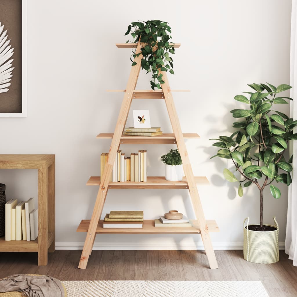 vidaXL 5-Tier Shelf Free Standing A-shape Display Bookcase Solid Wood Pine-5