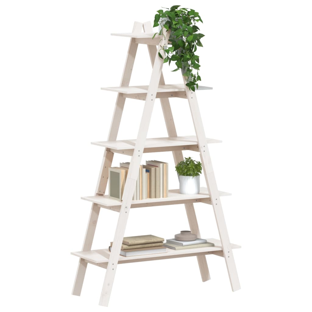 vidaXL 5-Tier Shelf Free Standing A-shape Display Bookcase Solid Wood Pine-4